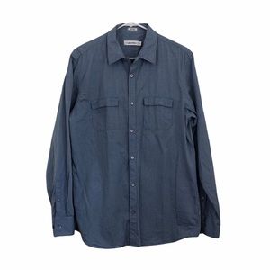 Calvin Klein Blue Checked Button Down Shirt Mens Size Medium